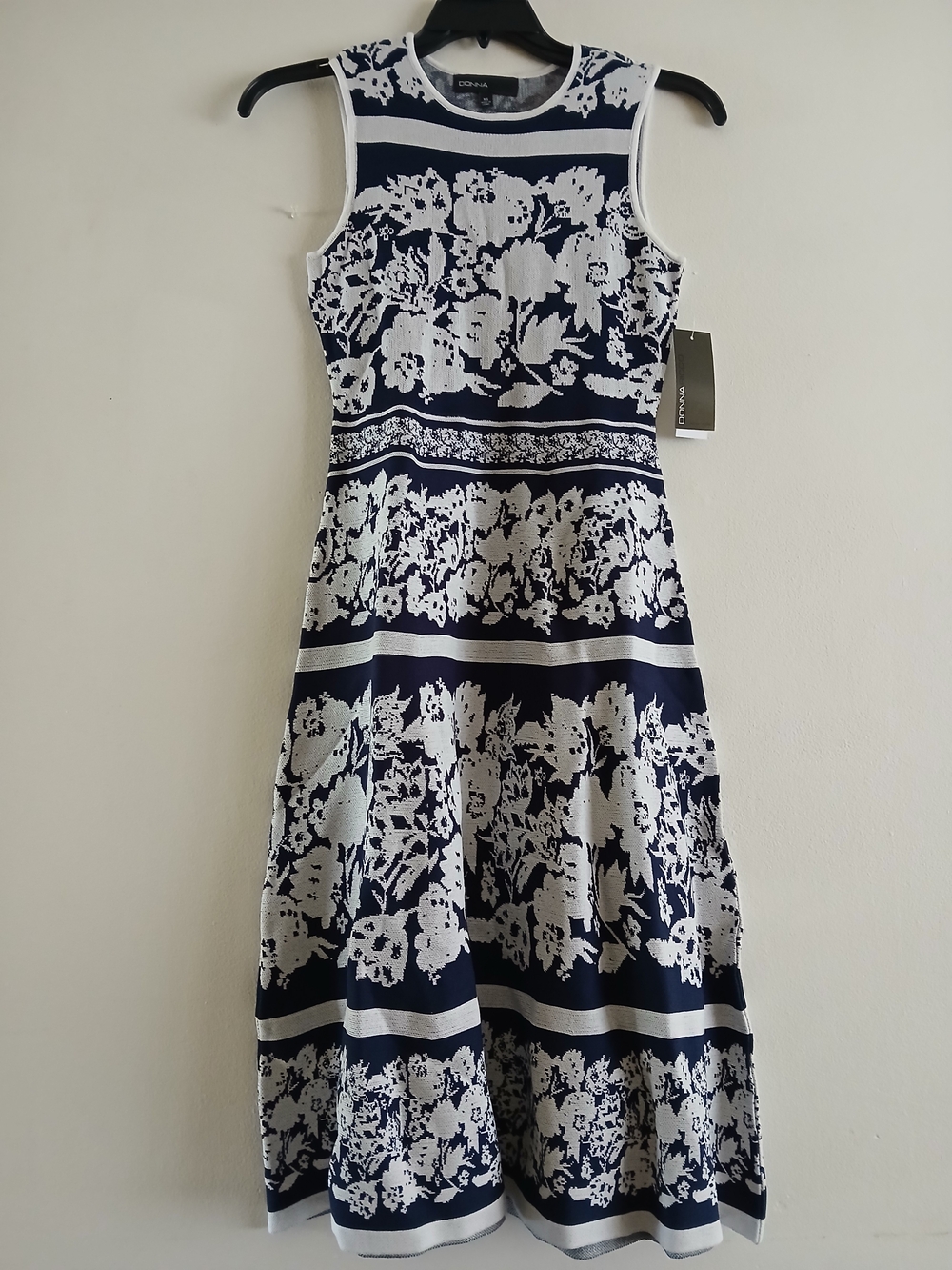 Donna Ricco  Floral Midi Dress Blue & White Casual New $38